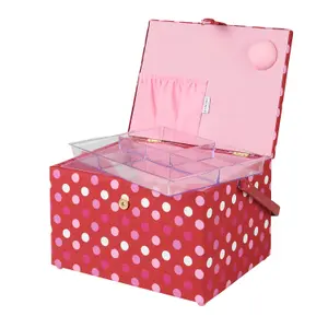 Large Sewing Basket Red Spot 23.5 x 31 x 20.5cm - Sewing Online GA1126L