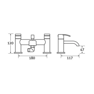 Halo Polished Chrome Round Deck-mounted Bath Shower Mixer Tap with Handset