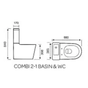 Premium CLOSED BACK - COMBO - Toilet Set + RIGHT HAND BASIN (CITY COMBI) - Rimless Pan - Cistern - Soft Close Seat