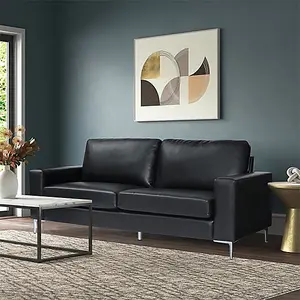 Baltic Faux Leather 3 Seater Sofa In Black