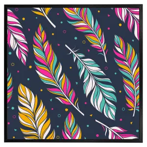 Retro colour feathers (Picutre Frame) / 20x20" / Grey