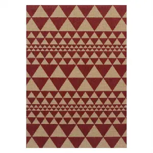 Modern Easy to Clean Flatweave Anti-Slip Geometric Red Rug for Dining Rug-160cm X 225cm