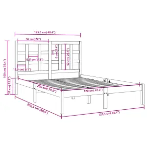 Berkfield Bed Frame White Solid Wood 120x200 cm