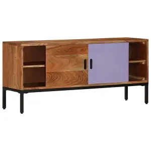 Berkfield TV Cabinet Honey Brown and Grey 110x30x50 cm Solid Wood Acacia