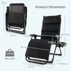 Costway Patio Metal Zero Gravity Chair Outdoor Folding Recliner with Removable Cushion