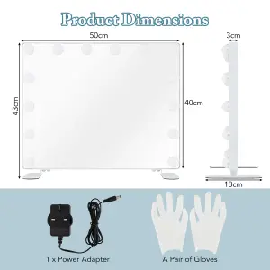 COSTWAY Hollywood Vanity Mirror with 14 Lights Tabletop/Wall Mounted Makeup Mirror 50 x 40 cm