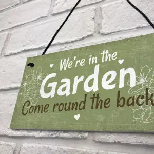 Red Ocean Were In The Garden Front Door Plaque Summer House Sign Garden Shed Mum Nan Friend Gifts