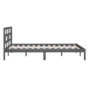 Berkfield Bed Frame Grey Solid Wood 135x190 cm 4FT6 Double