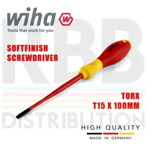 Wiha Screwdriver Torx SlimFix T15 Head 1000v VDE Electrician SoftFinish 36537