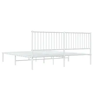 Berkfield Metal Bed Frame with Headboard White 180x200 cm 6FT Super King