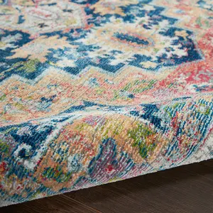 Blue/Multi Rug, Floral Persian Rug, Stain-Resistant Traditional Luxurious Rug for Bedroom, & Dining Room-61cm X 122cm