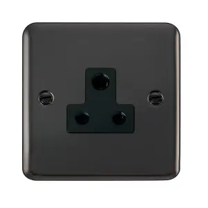 Curved Black Nickel 1 Gang 5A Round Pin Socket - Black Trim - SE Home