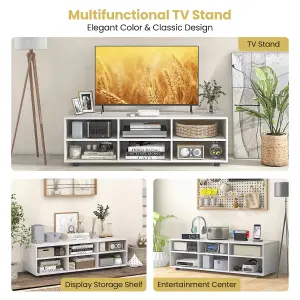 Costway TV Stand for TVs up to 55" Wooden 6 Storage Compartments TV Cabinet Table