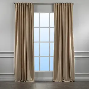 Extra Long & Extra Wide Decorative Curtain Single Panel Beige / 140cm Width x 500cm Drop