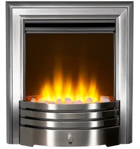 Acantha Amara Pebble Electric Fire in Brushed Steel with Remote Control