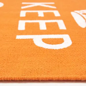 Homescapes Keep Calm And Carry On Orange White Rug Hand Woven Base, 60 x 100 cm