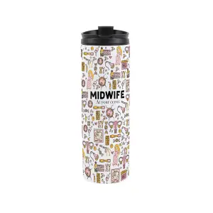 Midwife Travel Mug - Novelty Trades Gift Stainless Steel Vacuum-Sealed Double-Walled Hot/Cold Drinks Travel Flask