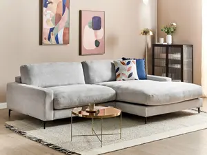 Left-Hand Corner Sofa MALOY Light Grey Chenille Left Hand