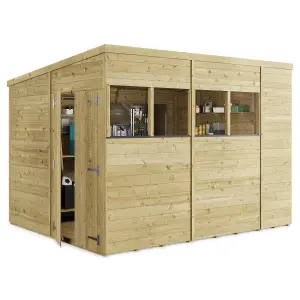 BillyOh Switch Tongue and Groove Pent Wooden Shed - 10x8 Windowed - 11mm Thickness