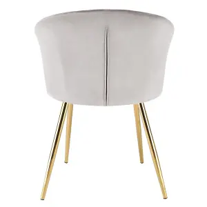 Ella Dining Accent Chair Upholstered in Velvet Fabric  - Taupe