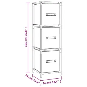 Berkfield Storage Cabinet with 3 Fabric Drawers Grey 34x34x101 cm Steel