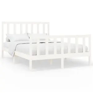 Berkfield Bed Frame White Solid Wood Pine 120x200 cm