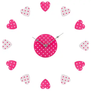 Interiors by Premier Pink and White Heart Plastic DIY Wall Clock