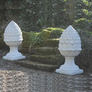 PAIR of Stone Cast Large Acorn Lawn Statue