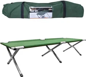 Milestone Camping Folding Camp Bed With Carry Bag - Green | Robert Dyas