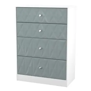 San Jose Ready assembled Duck egg blue & white 4 Drawer Chest (H)1063mm (W)766mm (D)395mm