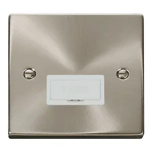 Satin / Brushed Chrome 13A Fused Connection Unit - White Trim - SE Home