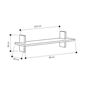 Ares Modern Wall Mounted Floating Shelf White/Oak