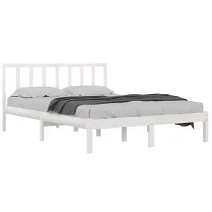 Berkfield Bed Frame White Solid Wood Pine 140x200 cm