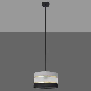 Luminosa Helen Cylindrical Pendant Ceiling Light Black, Gold, Grey 25cm