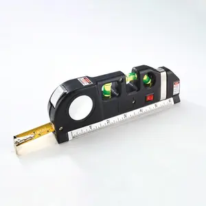 Multi-Purpose Laser Level Compact DIY Tool with 3 Bubble Spirit Levels, 3 Laser Modes & 8ft Measuring Tape - H6.3 x W19 x D2.8cm