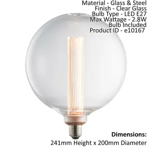 LED Filament Lamp Bulb Clear Glass 2.8W LED E27 Warm White Globe Bulb