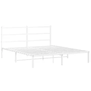 Berkfield Metal Bed Frame without Mattress with Headboard White 150x200cm