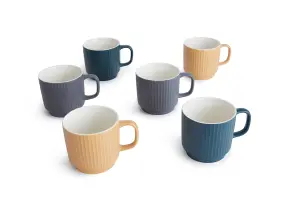 6pc Sanctuary Colour Textured Mugs