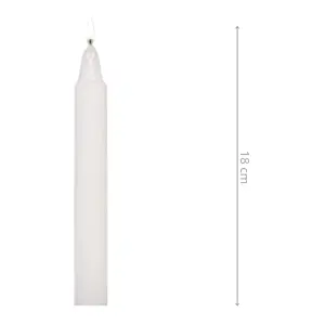 White Table Household Dinner Tapered Candles, Decorative Household Candles, 6 Hours Burning Time, 18cm / 7" Long (Pack of 8)