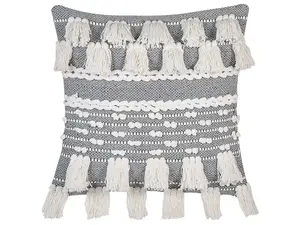 Throw Cushion BRAHEA Cotton 45 x 45 cm Striped Grey