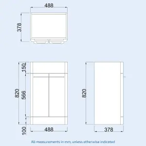 Nes Home Lex 500mm Freestanding Bathroom Vanity Unit Ceramic Basin Cabinet Gloss White