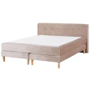 Velvet EU Super King Size Divan Bed Beige MARQUISE