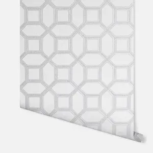 Arthouse Luxe Origin White/Silver Wallpaper