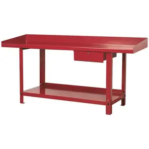 Heavy-Duty 2m Steel Workbench with Lockable Drawer and Bottom Shelf Storage