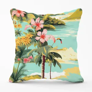 Palm Trees and Hibiscus Outdoor Cushion 45cm x 45cm