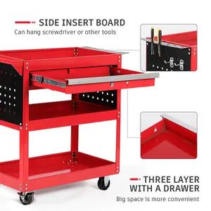 3 Tier Tool Trolley Cart Roller Cabinet for Garage Workshop