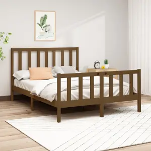 Berkfield Bed Frame Honey Brown Solid Wood Pine 150x200 cm 5FT King Size