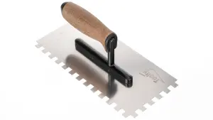 Toolty Stainless Steel Adhesive Notched Trowel with Cork Handle on Aluminium Foot 270mm 10x10mm for Tiling Plastering Rendering