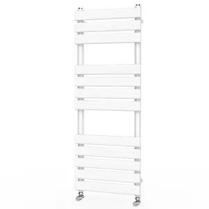 Rinse Flat Panel White Towel Radiator Bathroom Heated Towel Rail 1200x450mm