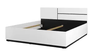 Kross EU Super King Bed Frame in Crisp White - 180x200cm Luxurious Sleep Solution with Dual Headboard Options